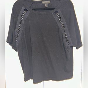 forever 21 black cropped tee